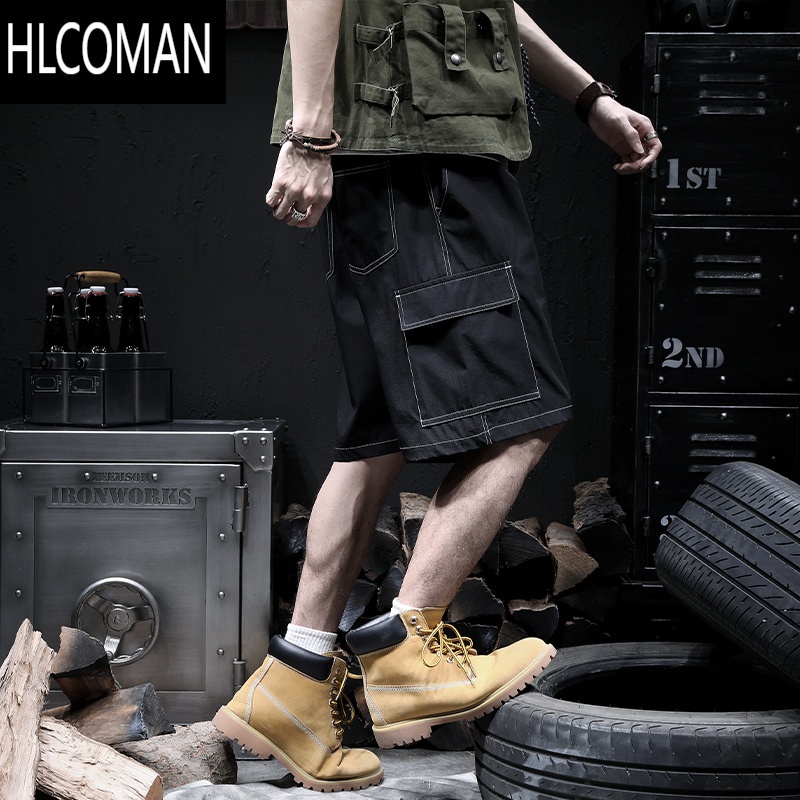 HLCOMAN2025工装休闲短裤男夏季冰丝速干宽松运动户外大码胖子五分裤子潮