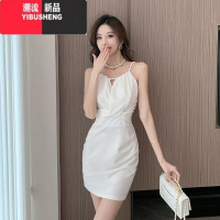 YIBUSHENG褶皱修身性感吊带连衣裙女设计感小众春法式高级气质辣妹包臀裙