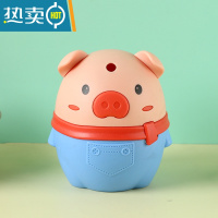 敬平卡通牙签筒创意家用客厅车载自动弹出按压式个性牙签收纳桶牙签盒 蓝色小猪(一按出签,操作方便,可装80根左右