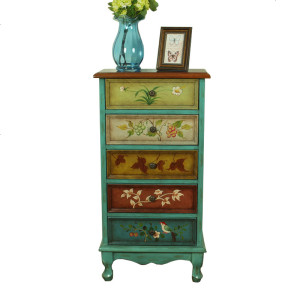 美式做旧斗柜地中海小户型玄关柜实木酒柜隔断柜储物装饰柜子