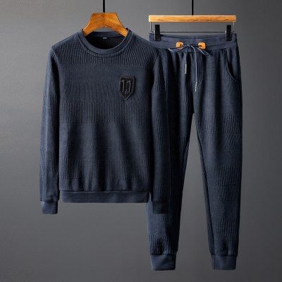 梵克公牛男士卫衣休闲套装2019年秋季秋季新款帅气韩版流运动服牌秋装男生蓝色M