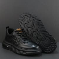 头层牛皮运动鞋男新款秋季厚底轻便缓震休闲鞋百搭真皮跑步鞋