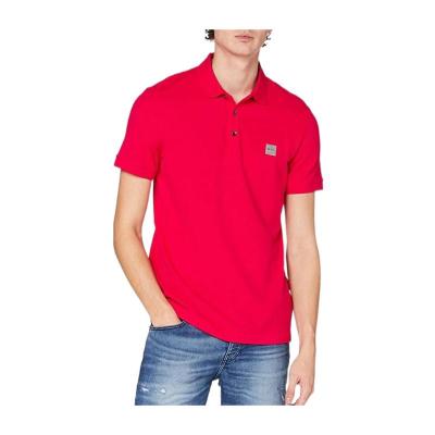 Hugo boss男款红色徽标短袖Polo衫系扣衣领平直下摆休闲运动上衣