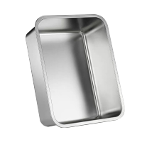 不锈钢平底方盆加深长方形带盖自助餐盘烤鱼盘托盘大号方盒子