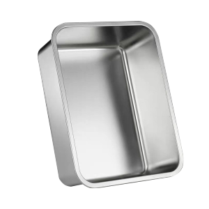 不锈钢平底方盆加深长方形带盖自助餐盘烤鱼盘托盘大号方盒子 不锈钢方盆45*35*15cm