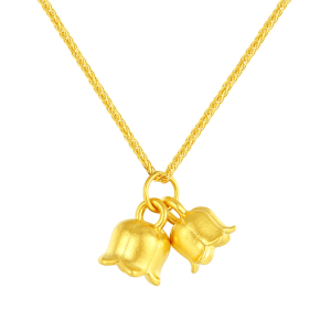 轻奢品牌 足金幸福铃兰吊坠项链珠宝首饰结婚订婚周年纪念日生日礼品送老婆媳妇女神女士妈妈父亲 足金幸福铃兰吊坠+送肖邦银链