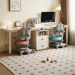 全友家居收纳储物柜一体儿童学习桌青少年可伸缩双人书桌