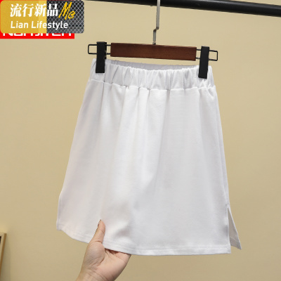 暖青汇卫衣打底器小屁帘下摆春秋百搭棉白色内搭叠穿遮胯半身小白裙半身裙