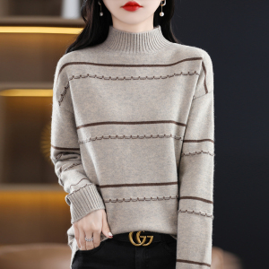 免费试穿 2025春秋装宽松半高领修身显瘦山羊绒衫女套头毛衣慵懒针织打底衫女专柜正品品牌羊绒衫女漂亮