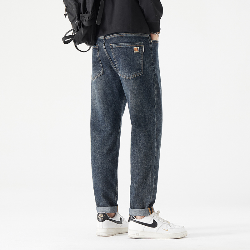男士锥形牛仔裤年秋冬新款美式休闲百搭小脚裤子男款宽松潮牌