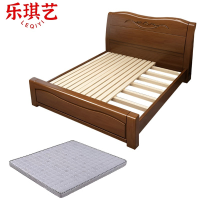 乐琪艺 实木单人床 1.8米+10公分床垫 套