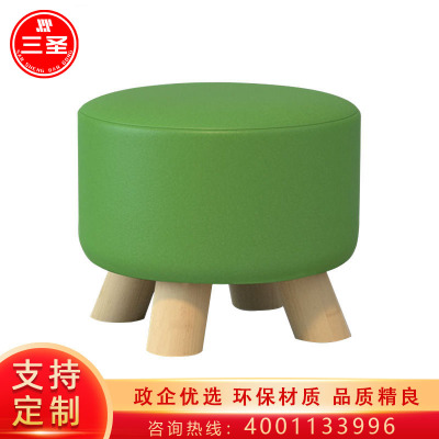 三圣 实木凳子时尚圆凳方凳简约沙发凳矮凳客厅茶几凳布艺换鞋凳家用小板凳(4把起拍)