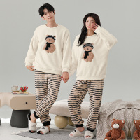 情侣睡衣女款春秋冬季珊瑚绒加厚加绒保暖一男士一女士家居服套装_126