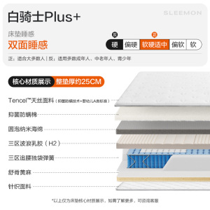 喜临门-白骑士plus+ 三区乳胶三区独袋弹簧舒脊黄麻床垫 软硬适中