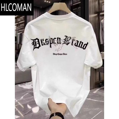 HLCOMAN创意设计感字母印花圆领短袖T恤男夏季新款潮牌半袖上衣