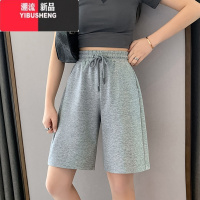 YIBUSHENG灰色运动短裤女季薄款三分裤小个子a字外穿跑步宽松阔腿休闲裤