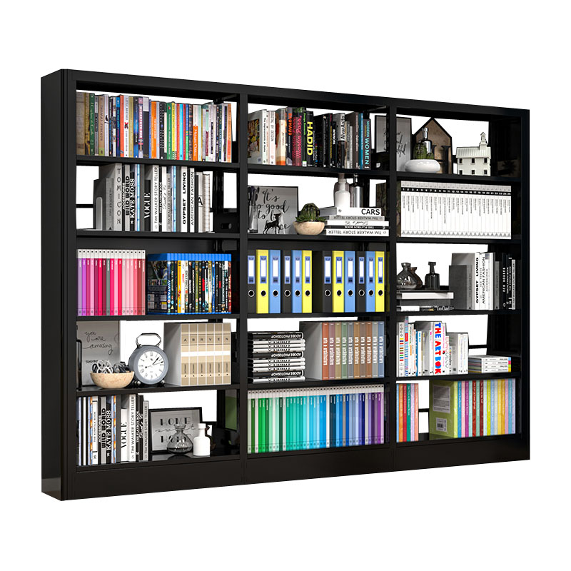 戴劲 书架学校图书馆阅览室书籍架落地资料档案架黑色白色 单面一列三