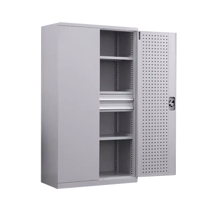 铭威盾重型工具柜车间用加厚物件工具储物柜工厂铁皮柜汽修厂零件收纳柜白色四层二抽带挂板