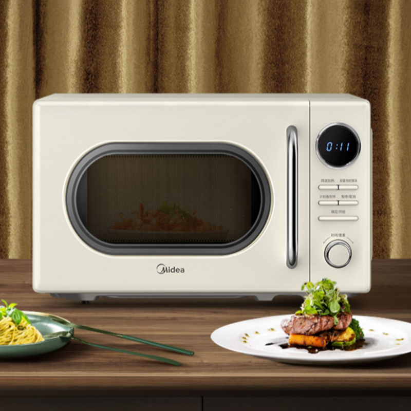 美的复古款微波炉20升小型迷你家用全自动 时尚家用 新品正品m2f转盘