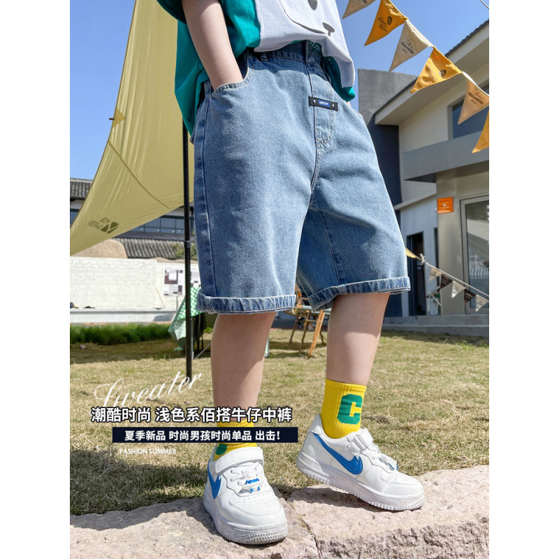 男童牛仔裤夏季2025新款儿童裤子五分裤帅气中大童休闲短裤潮男孩