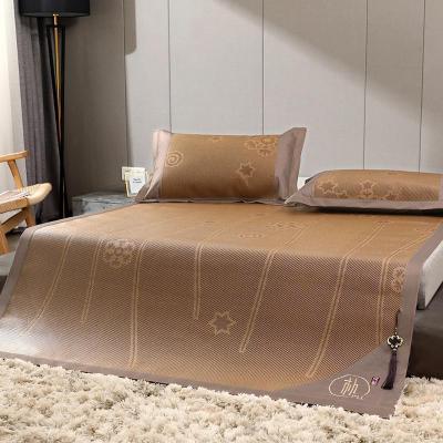 家柏饰(CORATED)新款冰丝席凉席三件套1.5m1.8米床夏季软席可折叠夏天蚊帐藤席子