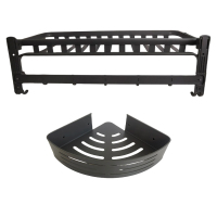 LONMATE 加宽扁杆网蓝浴巾架+三角架 两件套