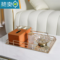 敬平轻奢纸巾盒套装家用装饰样板间客厅茶几餐桌多功能收纳抽纸盒 橙色意式纸巾盒套装+ 牙签罐+烟灰缸