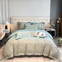 欧式轻奢60支澳棉磨毛四件套金丝提花床单被套床笠高级感床上用品