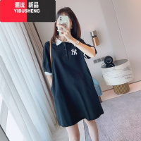 YIBUSHENG2024新款POLO领连衣裙中长款宽松休闲显瘦减龄韩版气质翻领裙