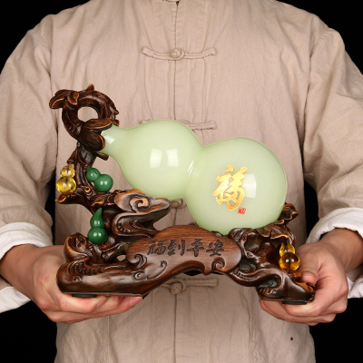 添福运 树脂摆件工艺品家居客酒柜装饰品玄关客厅酒柜小装饰品摆件办公室装饰店铺装饰开业礼品乔迁礼品收银台装饰品福到平安葫芦