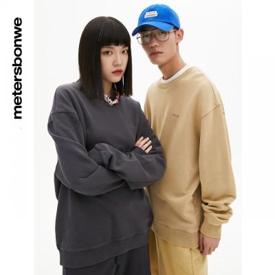 [1件5折价:139.5]美特斯邦威男女同款基本做旧圆领卫衣