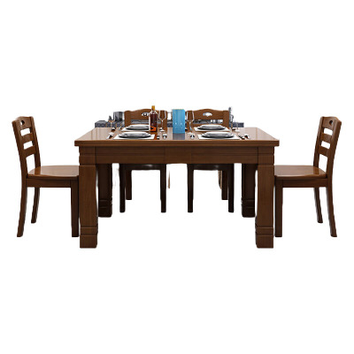 域赢实木餐桌椅组合简约现代小户型饭桌经济型餐桌长方形1桌6椅1450*950*760mm