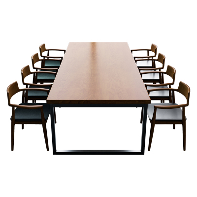 臻远ZY5041734 会议桌椅长条桌椅实木办公桌椅 2.4米1桌8椅