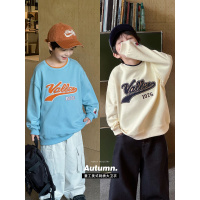 童酷男童秋款美式字母刺绣中小童上衣帅气拼色圆领儿童卫衣潮