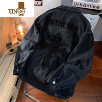 YANXU欧美高街牛仔外套男潮牌牛仔衣美式复古大码夹克