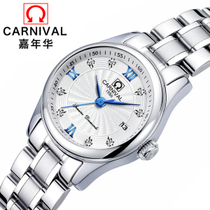 瑞士嘉年华Carnival手表新款女士时尚镶水钻石英表 女表日历防水精钢潮流 女神腕表小巧 全国联保8830L