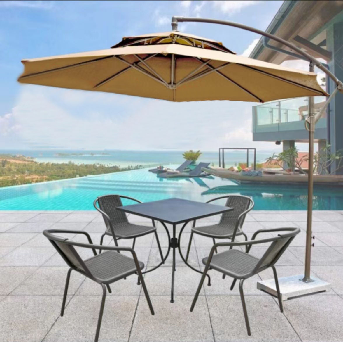 绵冠 户外桌椅三五件套露天铁艺咖啡奶茶休闲阳台藤椅庭院室外桌椅组合