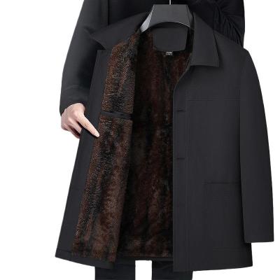 爸爸冬季外套加绒加厚夹克衫外套中老年爷爷休闲商务翻领秋冬上衣