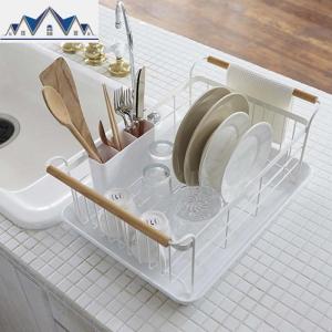 日式铁艺碗架筷子沥水架单层厨房置物架收纳水晾盘子沥晾碗筷盒 三维工匠 白色