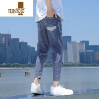 YANXU2023夏季薄款蓝色男士牛仔裤九分宽松休闲男款百搭修身小脚裤子潮