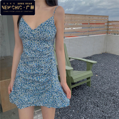 广赫春秋套装女装洋气性感吊带碎花连衣裙气质显瘦西装外套时尚两件套套装