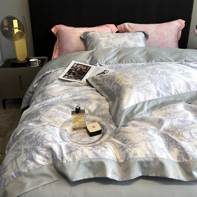 新款冰丝四件套夏天丝滑被套床单轻奢高级床品夏季床上三件套