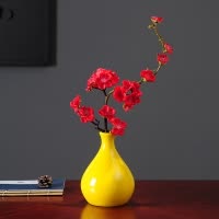 新中式小花瓶摆件干花装饰品客厅插花餐桌电视柜家居陶瓷创意摆设 三维工匠 小蓝瓶不带花