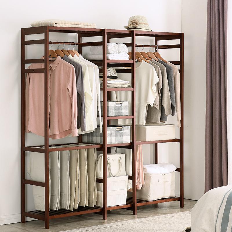 森美人实木衣帽架衣架落地卧室挂衣架简约现代收纳置物架衣服架子