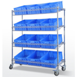 易企采 斜网四层长120宽45高160CM无框 斜兜式移动线网仓库置物架分拣拣货配货物流周转车展示架