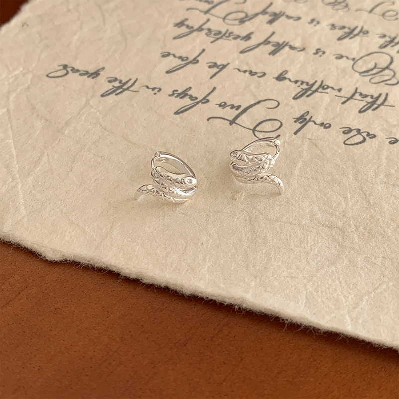 s925纯银蛇形耳扣小众独特时尚高级感耳环个性百搭本命年配饰送女朋友老婆情人节七夕生日礼物