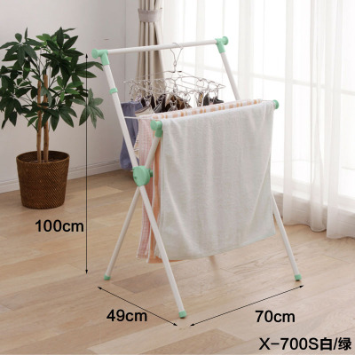 X型晾晒架CIAA多功能置地折叠晾衣防滑晒衣架/700VRX-700S白/绿（70*49*100cm）中