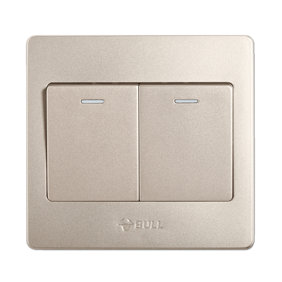 bull公牛双开双控开关86型墙壁暗装两位二位2位电源双位双联二开双控