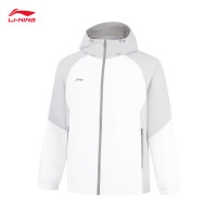 李宁运动风衣男子健身系列运动外套 白垩灰/静灰色 XL