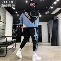SUNTEK春秋青少年运动套装男韩版潮流中学生休闲连帽卫衣男孩帅气两件套卫衣
